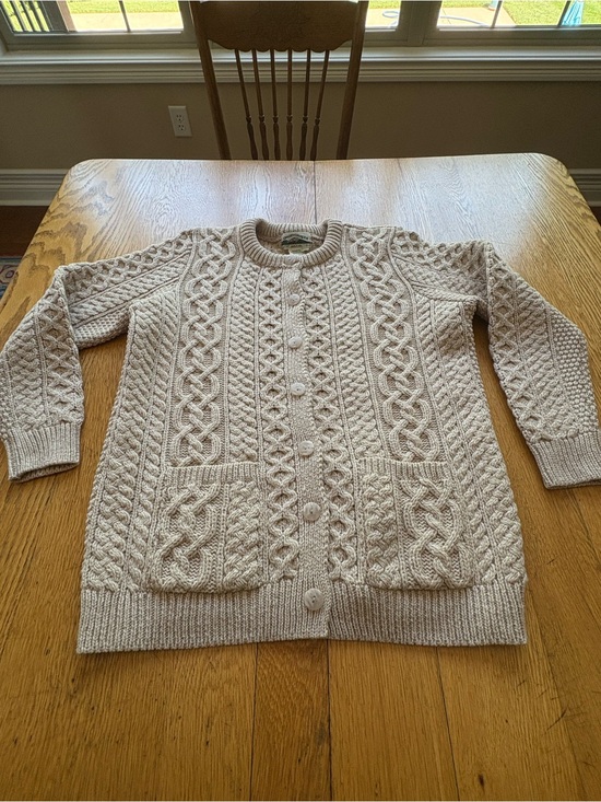 Aran Crafts Other - Aran Crafts Cream Irish Wool Cardigan Unisex Size L Men’s Women’s Pockets